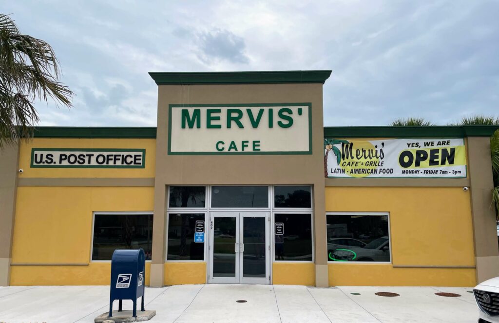Front entrance at Mervis Cafe in Fort Pierce Florida