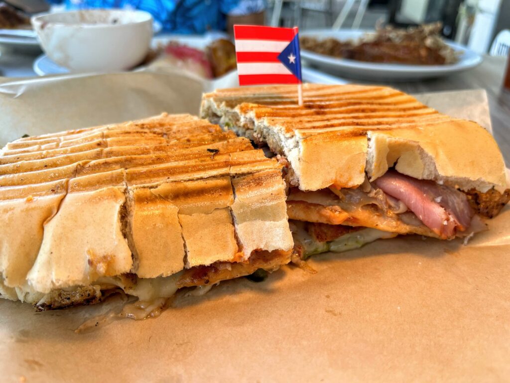Close up of a tripleta sandwich as made by latin melting pot in miracle mile in vero beach florida