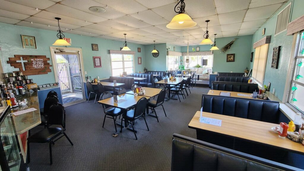 Inside dining room of Sacred Grounds Corner Cafe located in Fort Pierce Florida