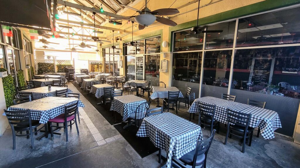 outdoor patio from Baci Trattoria located in Downtown Vero Beach Florida