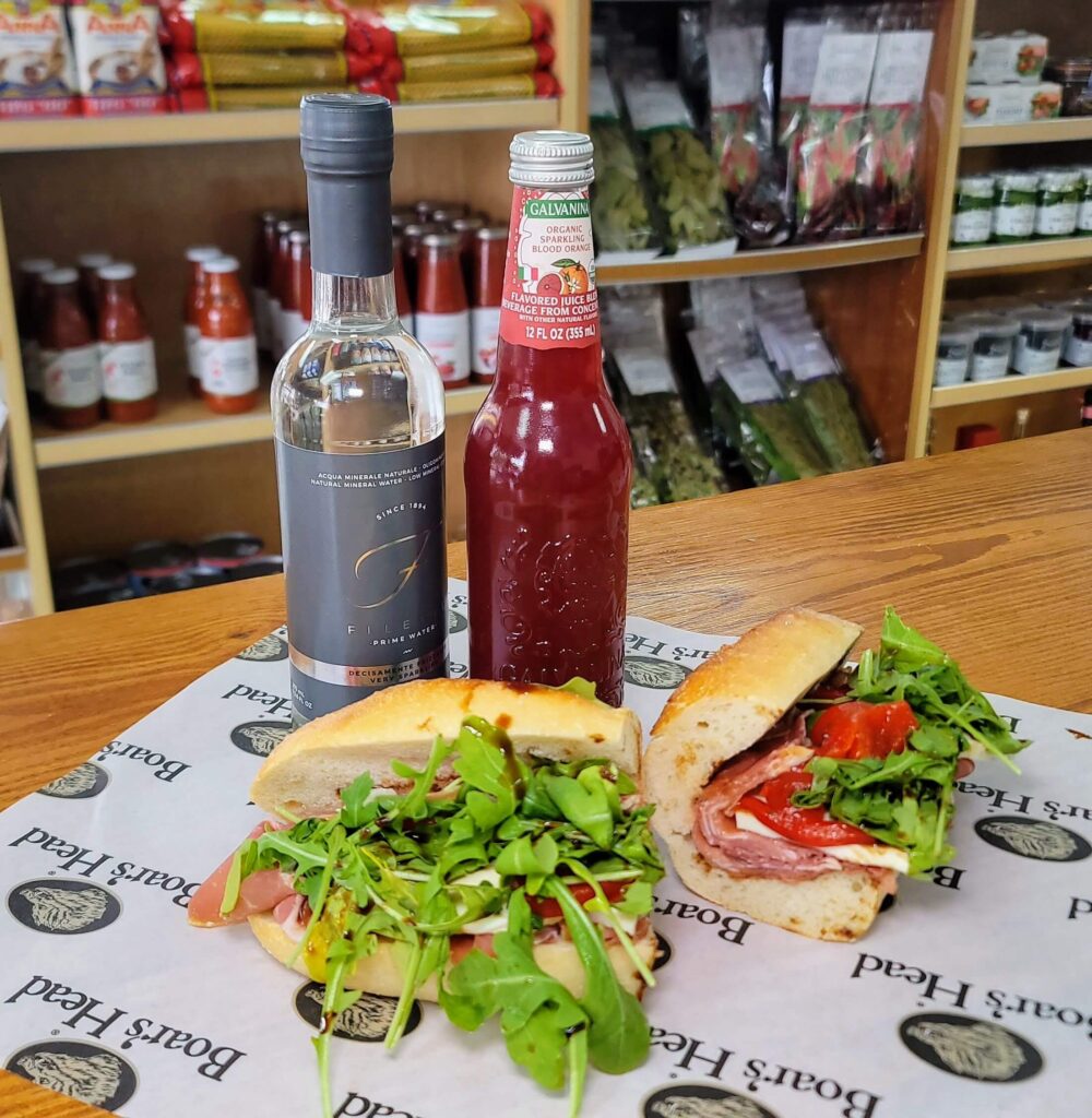 Prosciutto sandwich and drinks from Armani's Italian Market on 14th Ave in Downtown Vero Beach Florida