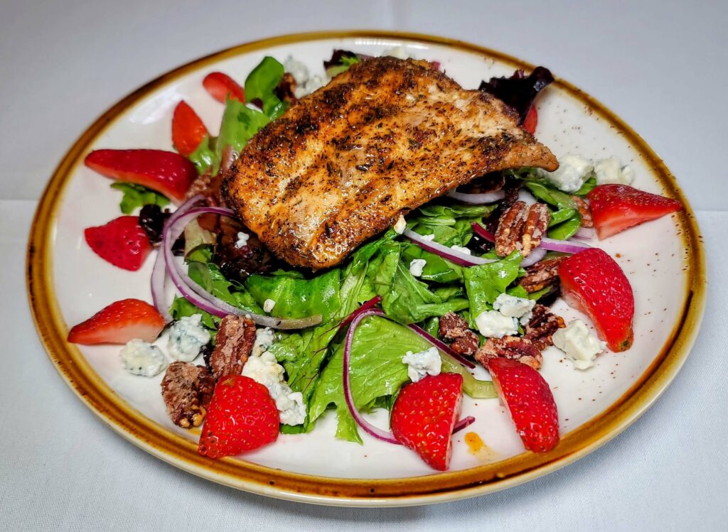 Fresh catch summer salad known as "The One" as prepared by Riverwalk Cafe & Oyster Bar located in Stuart Florida