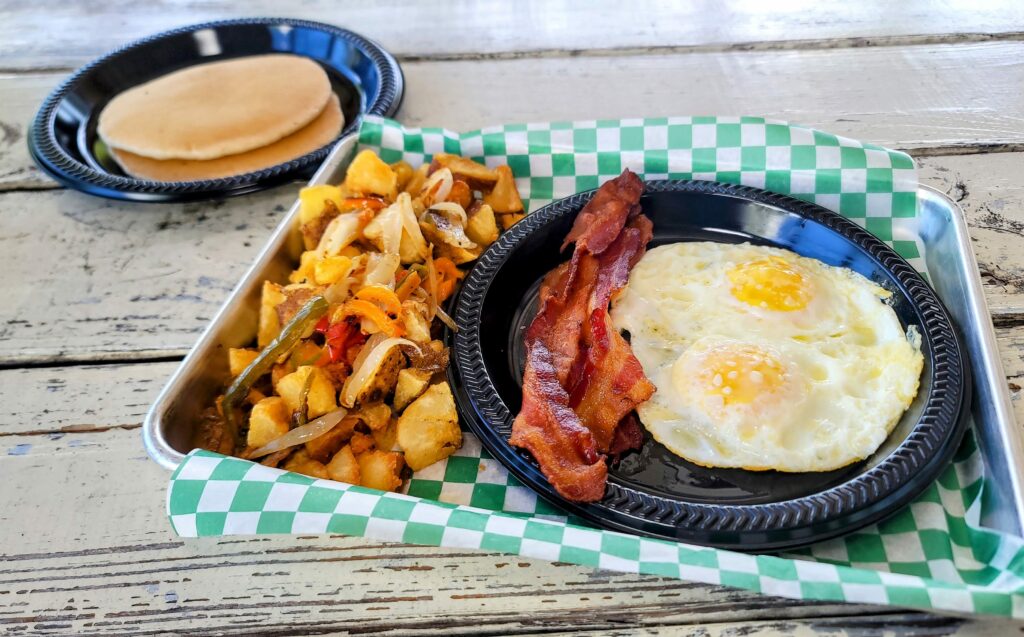 Breakfast platter as prepared by The Grill at CW Willis Family Farms in Vero Beach Florida