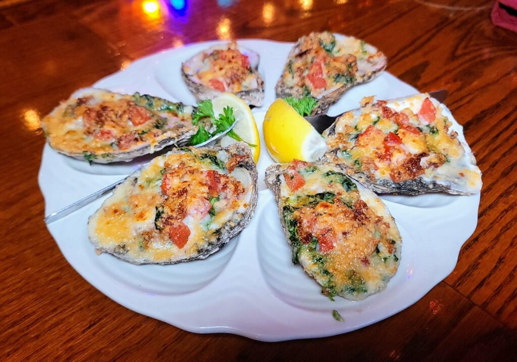 Oysters Rockefeller as prepared by the Ocean Grill in Vero Beach Florida 
