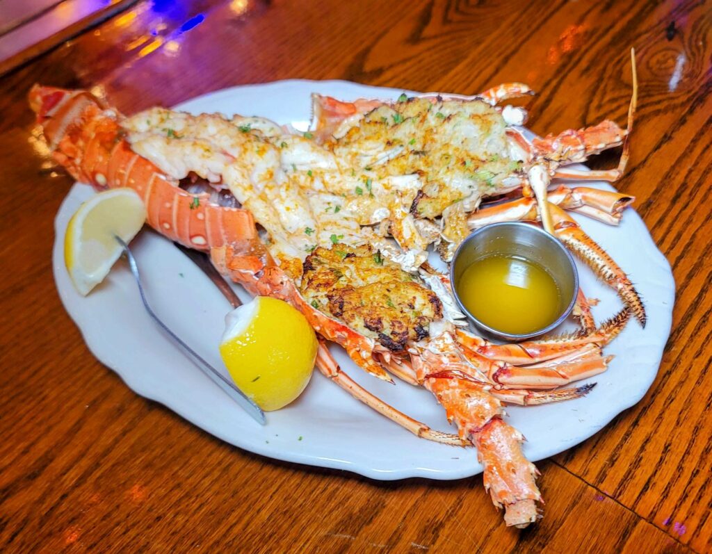 Whole stuffed florida lobster as prepared by the Ocean Grill in Vero Beach Florida