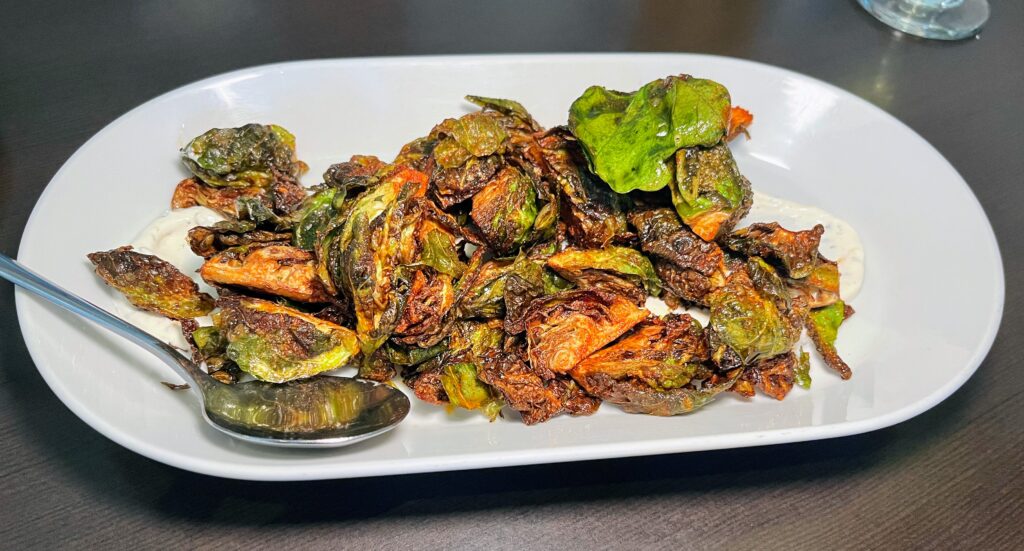 blistered brussels sprouts as prepared by The Edgewood Eatery located in downtown vero beach florida