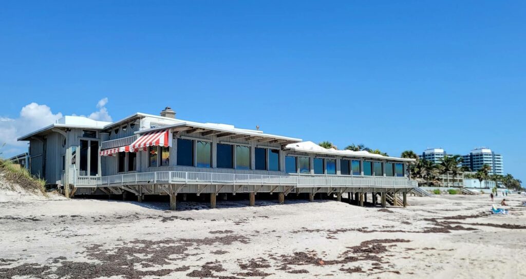 Back view of the Ocean Grill in Vero Beach Florida from the beach