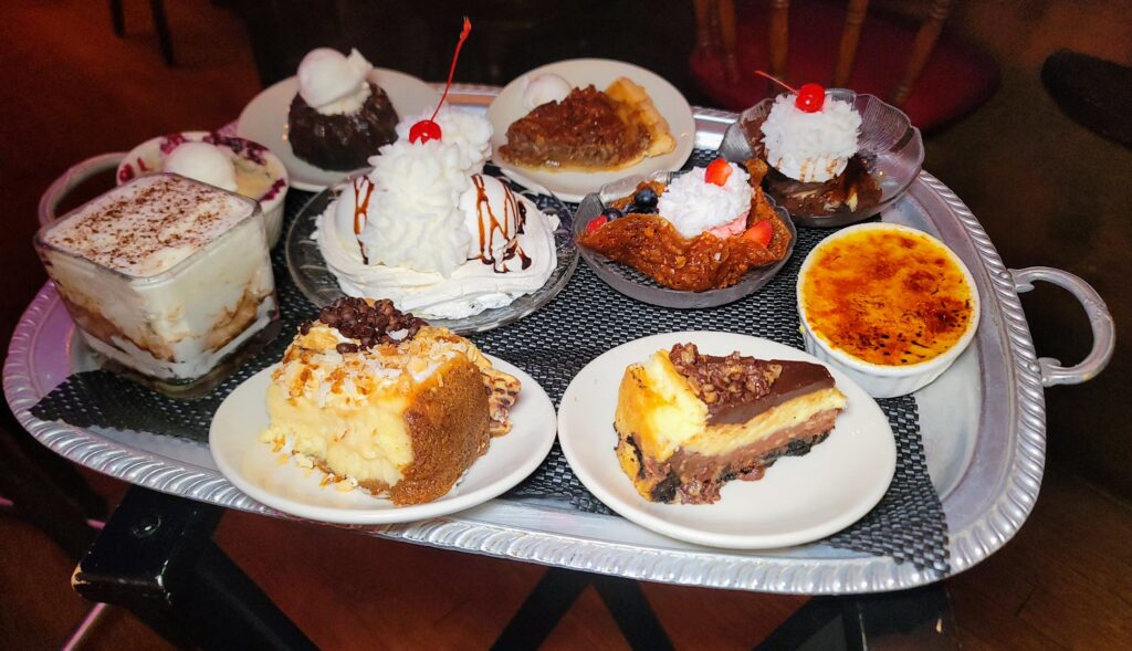 The infamous dessert tray with over 10 all house made desserts as presented by the Ocean Grill located in Vero Beach florida