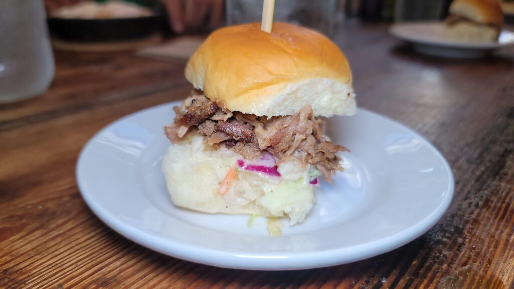 Pulled Pork Slider as served at Poogan's Smokehouse on the Charleston Culinary Tour in Charleston South Carolina