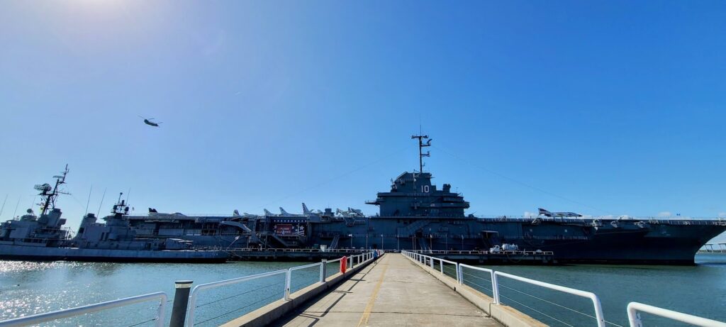 The USS Yorktown and the USS Laffey on display at the Patriot's Point Museum in Charleston South Carolina