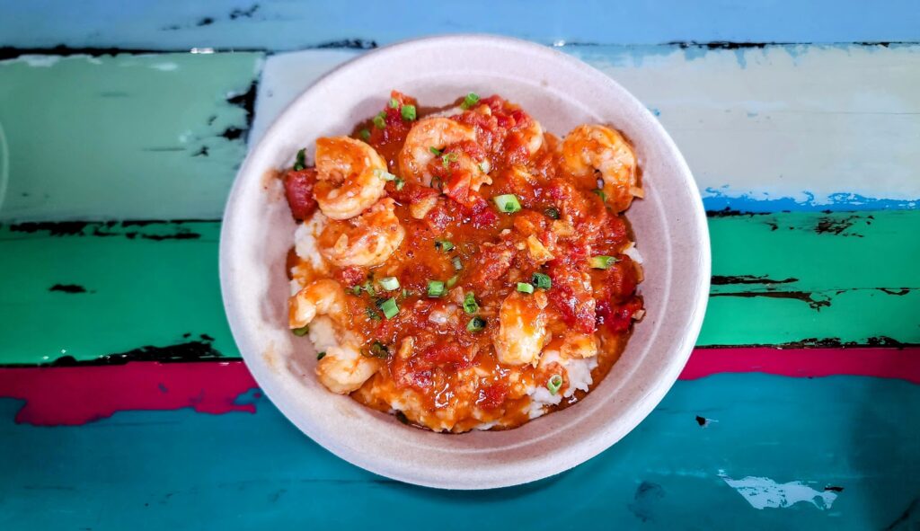 Shrimp & Grits as prepared by Island Pig & Fish located in Fort Pierce, Florida