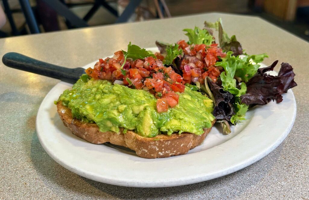 Avocado toast as prepared by Captains Galley located in Fort Pierce Florida