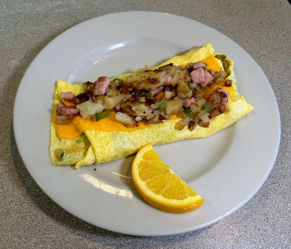 Granny's Griddle Omelet as prepared by Captains Galley located in Fort Pierce Florida