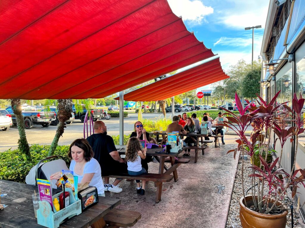 Outdoor Patio Dining at Long Doggers in Palm Bay Florida