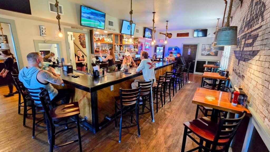 The inside bar and dining room at Malabar Mo's in Malabar, Florida