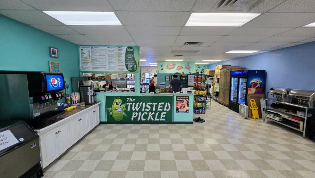 Inside of Twisted Pickle Deli in Sebastian, Florida.