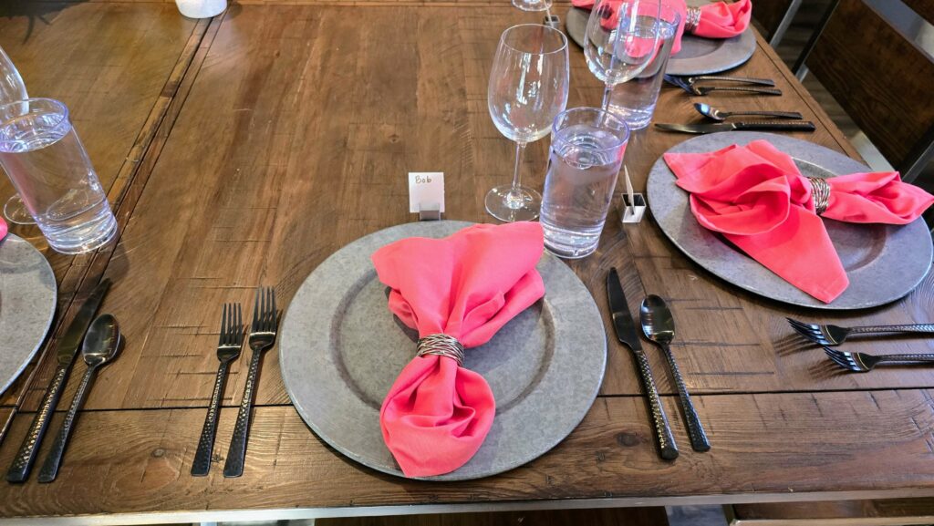 Table setting at the supper club inside the Sun Market Sauce Co. in Vero Beach Florida